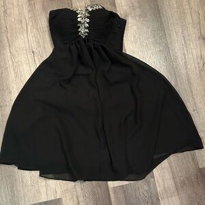 Black Strapless Dress with Silver Embellishments